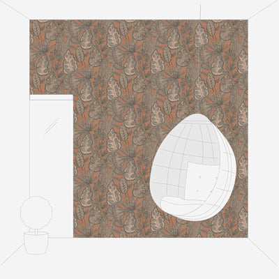 Обои с тропическими листьями в графическом дизайне: оранжевый, коричневый, 1400366 AS Creation