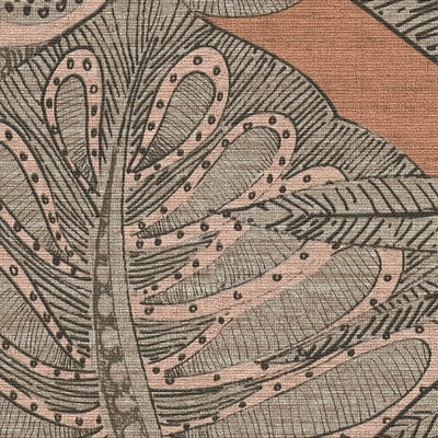 Tapetes ar tropu lapām grafiskajā dizainā: oranža, brūna, 1400366 AS Creation