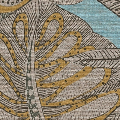 Tapetes ar tropu lapām grafiskajā dizainā: tirkīza, brūna, 1400370 AS Creation