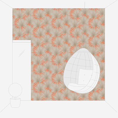 Wallpaper with tropical leaves in orange and grey, 1373367 AS Creation