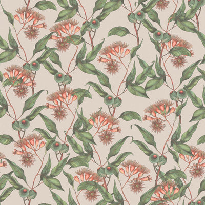 Tropical flowers and leaves wallpaper: beige, pink, green, 1402076 AS Creation