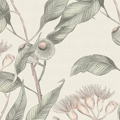 Tropical flowers and leaves wallpaper: soft colours, 1402100 AS Creation