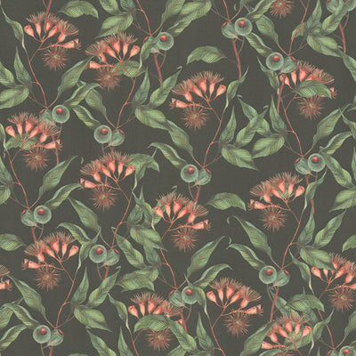 Tropical flowers and leaves wallpaper in green and black, 1402075 AS Creation