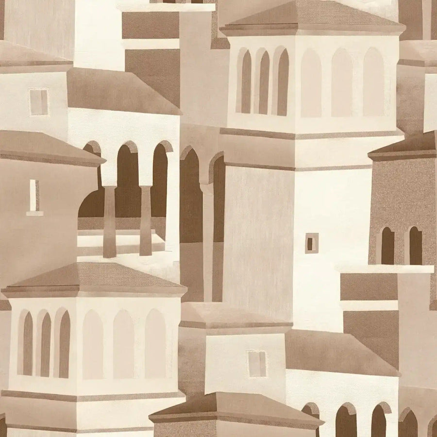 Tapetes ar Vidusjūras arhitektūras motīvu | brūna, bēša - 3012475 AS Creation