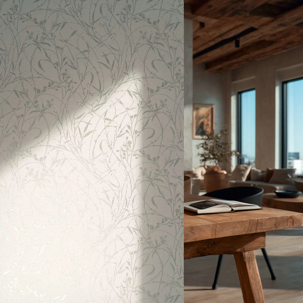 Tapetes ar viegli teksturētām ziedu zariem - krēmkrāsa - 3007034 AS Creation