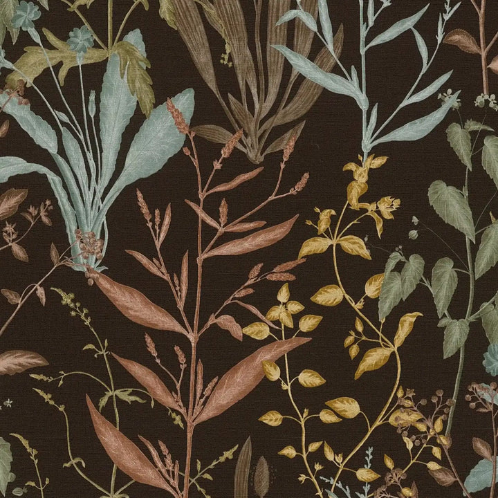 Tapetes ar augu ilustrāciju - melna, zaļa, brūna - 3007116 AS Creation