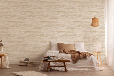 Wallpaper with light wavy pattern and shimmer effect: beige, 1372416 AS Creation