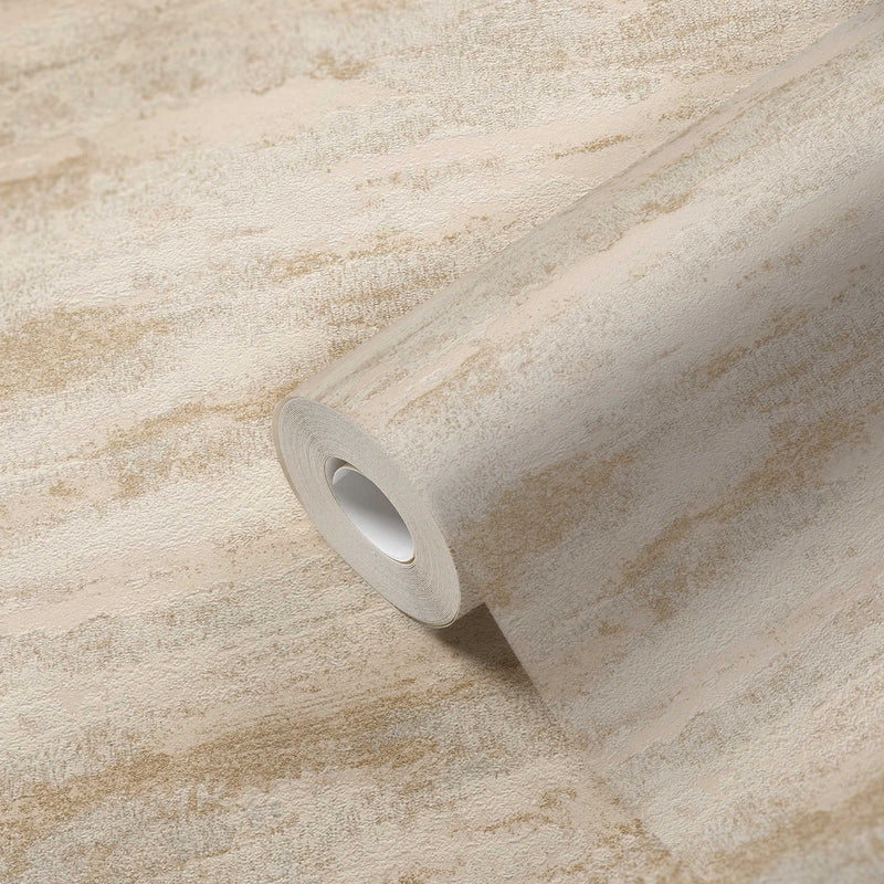 Wallpaper with light wavy pattern and shimmer effect: beige, 1372416 AS Creation