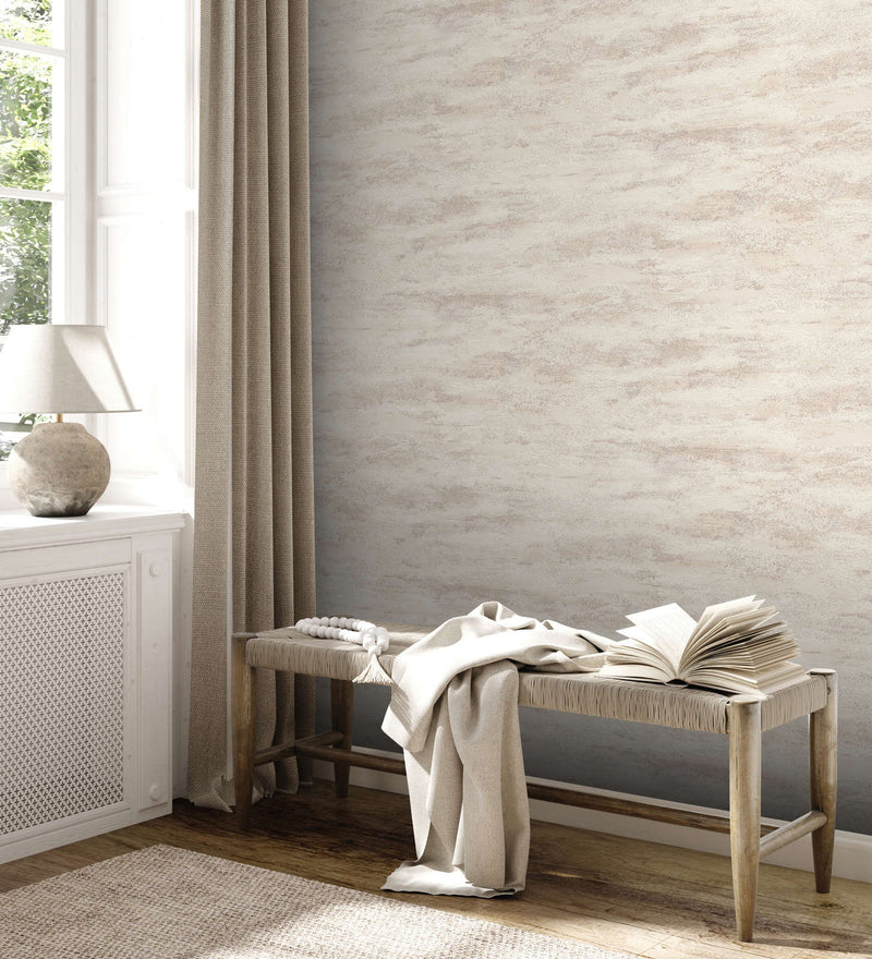 Wallpaper with light wavy pattern and shimmer: cream, 1372420 AS Creation