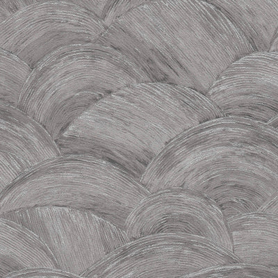 Wallpaper with wavy texture and gloss effect in grey and silver, 1373615 AS Creation