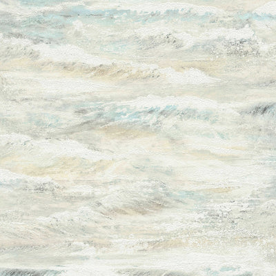 Wallpaper with wave motif and gloss effect - beige, blue, 1263453 AS Creation