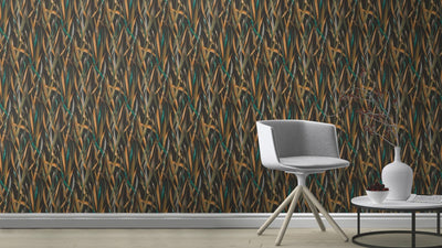 Wallpaper with grass blades in dark green, RASCH, 1205012 AS Creation