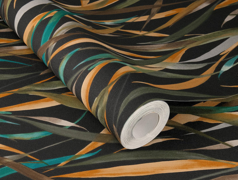 Wallpaper with grass blades in dark green, RASCH, 1205012 AS Creation