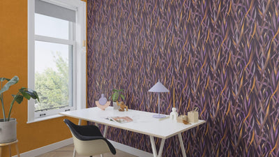 Wallpaper with grass blades in purple, RASCH, 1205003 AS Creation