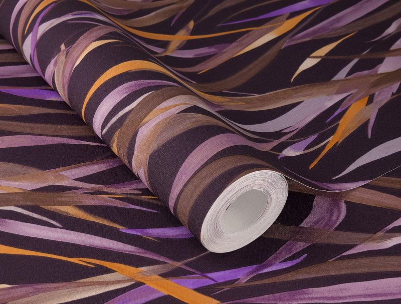 Wallpaper with grass blades in purple, RASCH, 1205003 AS Creation