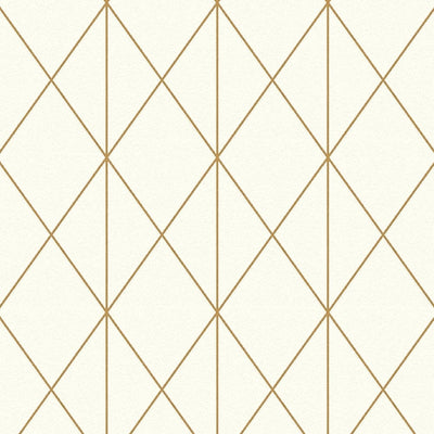 Tapetes ar zelta līnijam un rombveida rakstu - krēma krāsā, 1312267 AS Creation