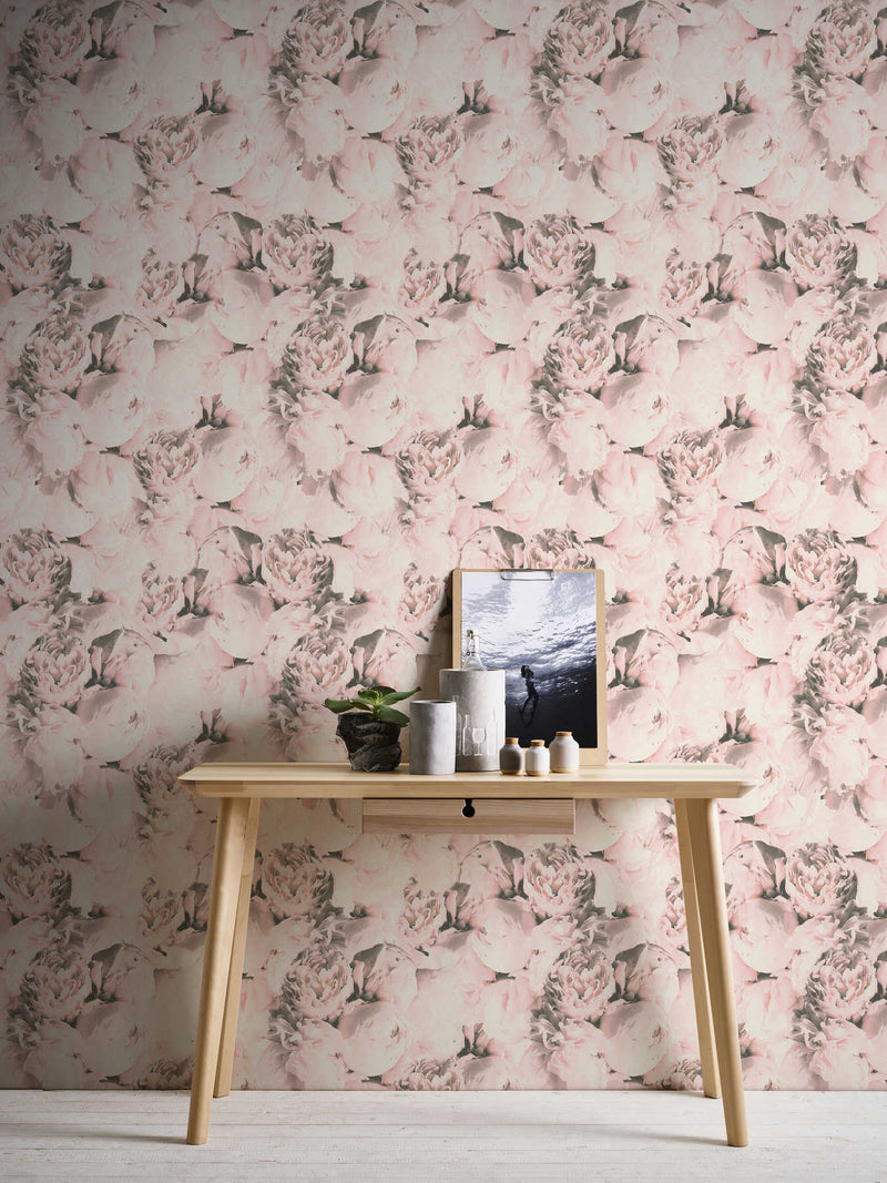 Wallpaper with flowers in soft pink, AS Creation 1332336 AS Creation