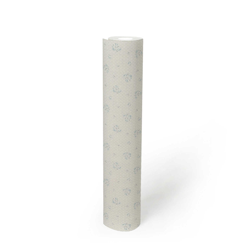 Wallpaper with flowers in shabby chic: grey and blue - 1373022 AS Creation