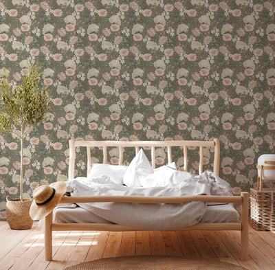 Wallpaper with flowers and butterflies, matt: AS Creation 1402027 AS Creation