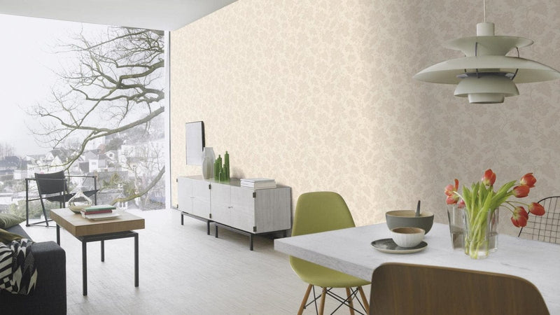 Wallpaper with floral ornaments in classic style, white, RASCH, 2132102 AS Creation