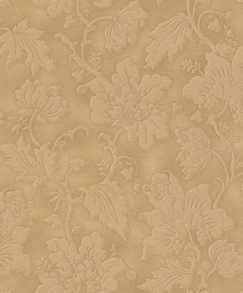 Wallpaper with floral design in classic style, gold, RASCH, 2132150 AS Creation