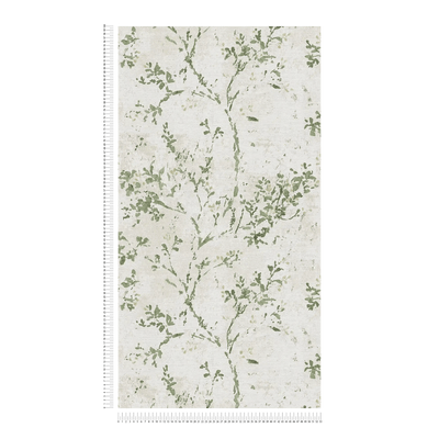Akvareliniai gėlių tapetai - smėlio spalvos, žalias, 1406330 AS Creation