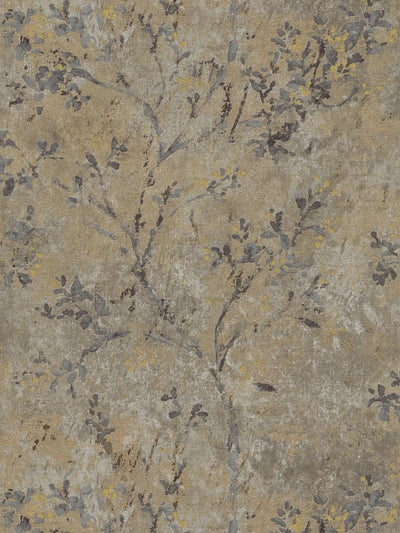 Wallpaper with floral pattern in watercolour style - brown, gold, 1406325 AS Creation