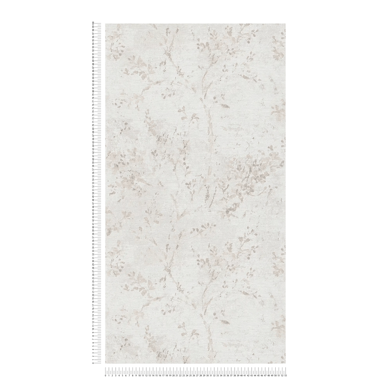Wallpaper with floral pattern in watercolour style - grey, taupe, 1406327 AS Creation