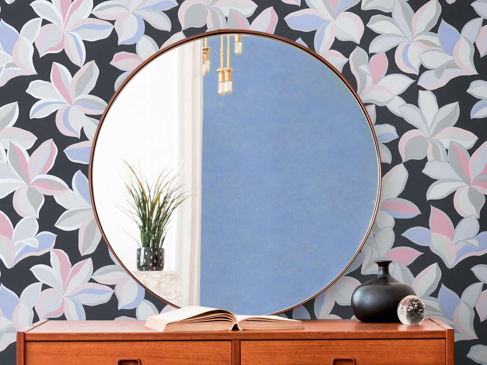 Tapetes ar ziedu rakstu ar spīdīgu efektu un smalku tekstūru, 389081 AS Creation