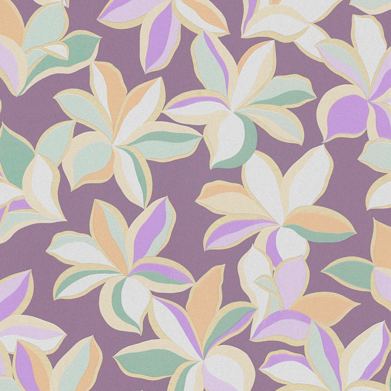 Wallpaper with floral pattern with glossy effect and fine texture, purple, 1367732 AS Creation