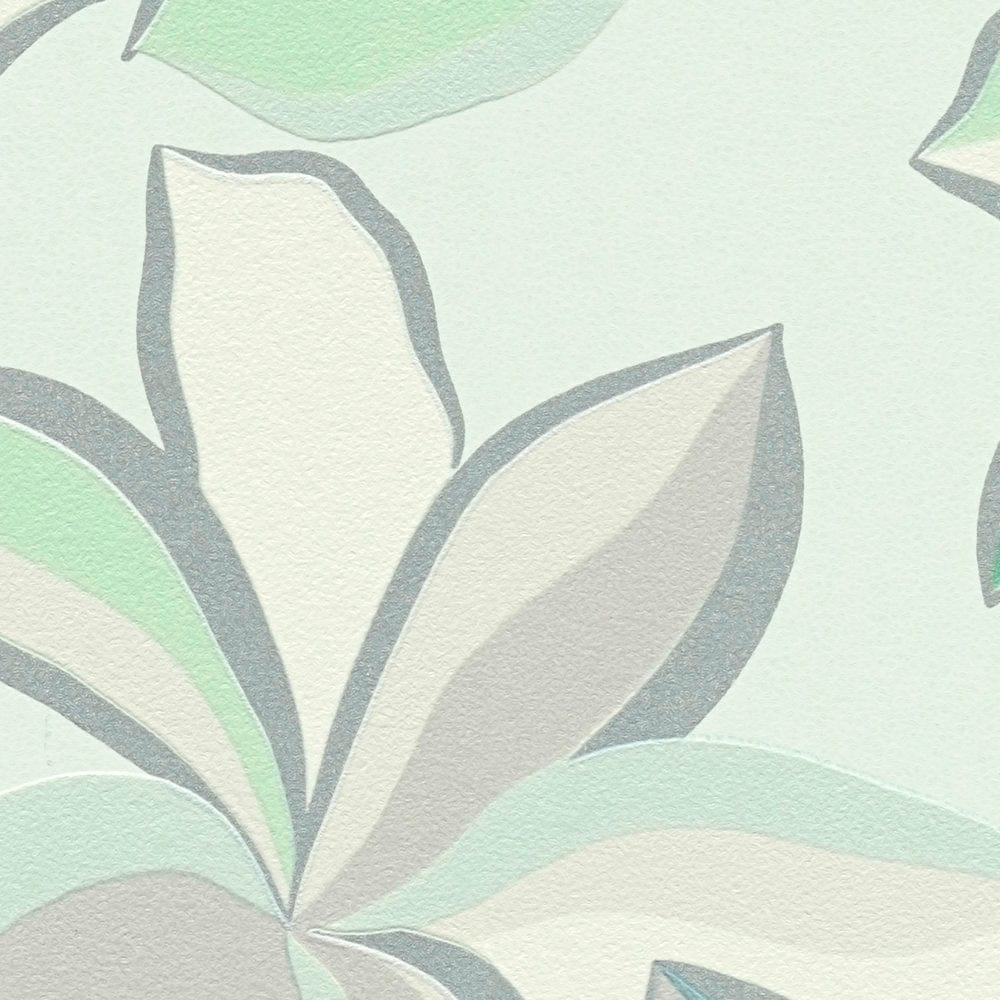 Tapetes ar ziedu rakstu ar spīdīgu efektu un smalku tekstūru, zalā, 1367733 AS Creation