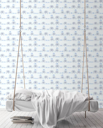 Elephant wallpaper for boys' room, grey, blue, 1350313 Without PVC AS Creation