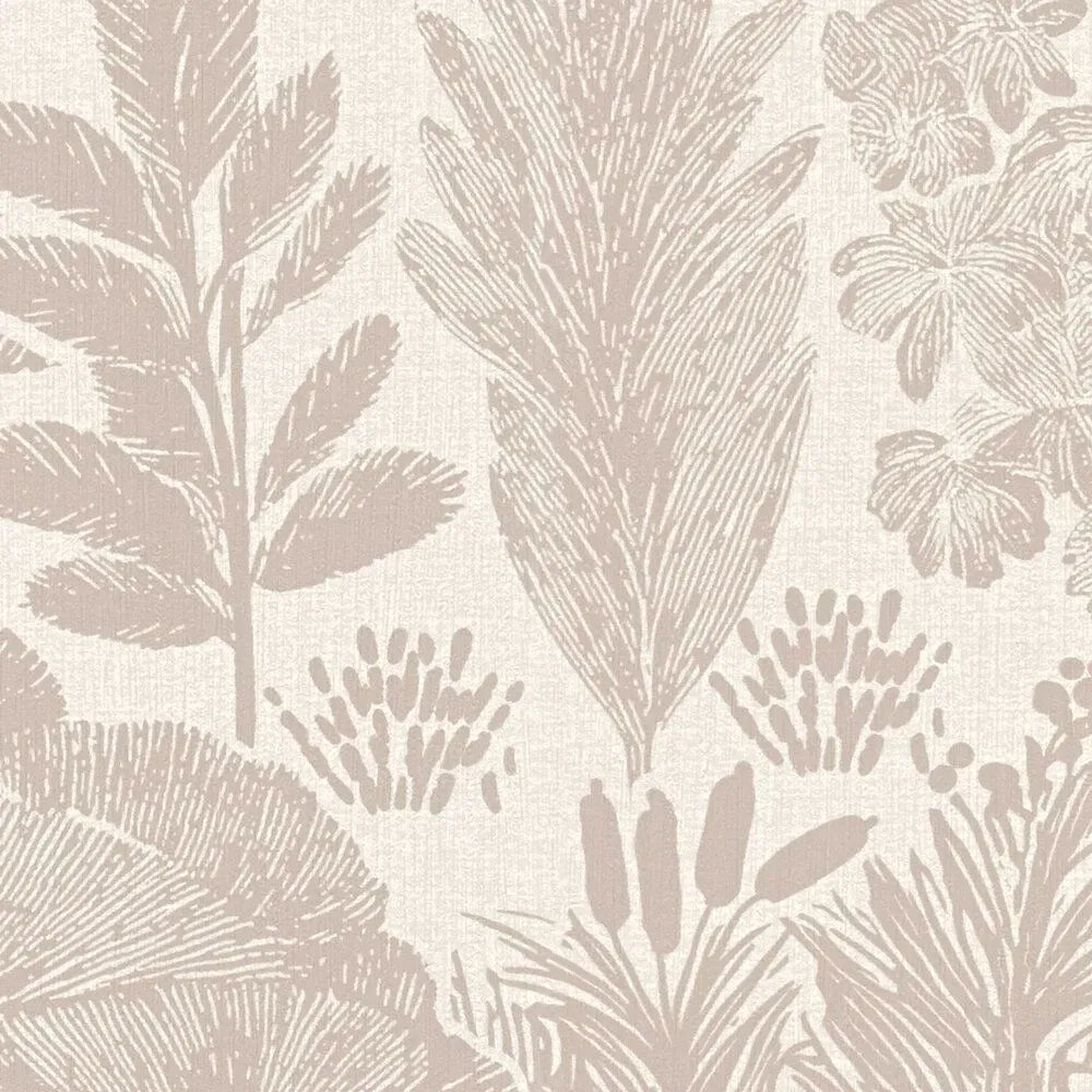 Tapetes ar zīmētu koku ainavu - silti pelēkas - 3012454 AS Creation