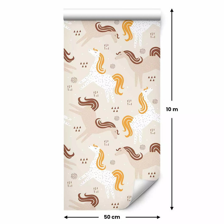 Tapetes ar zirgiem, bērnu istabai - Plankumainie zirgi, (0,5x10m) G ART