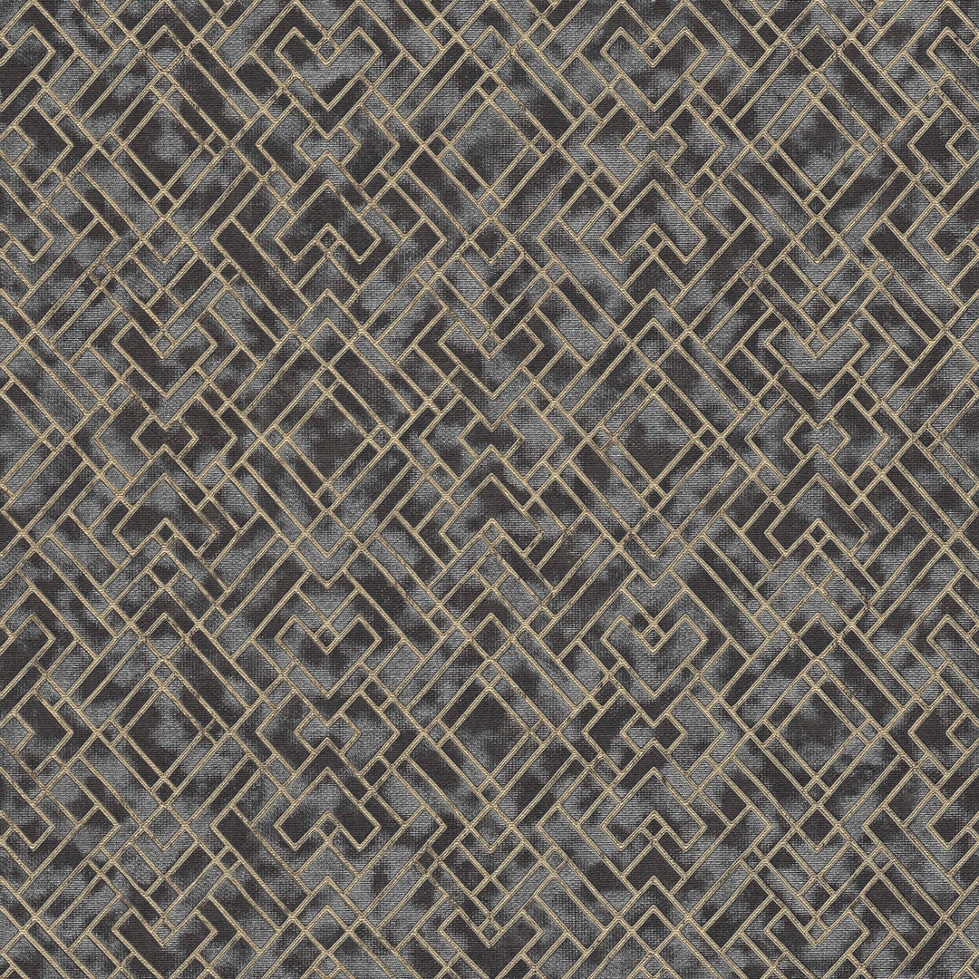 Tapetes Art Deco stilā melnā un zeltā krāsā ar spīduma efektu, 1366271 AS Creation
