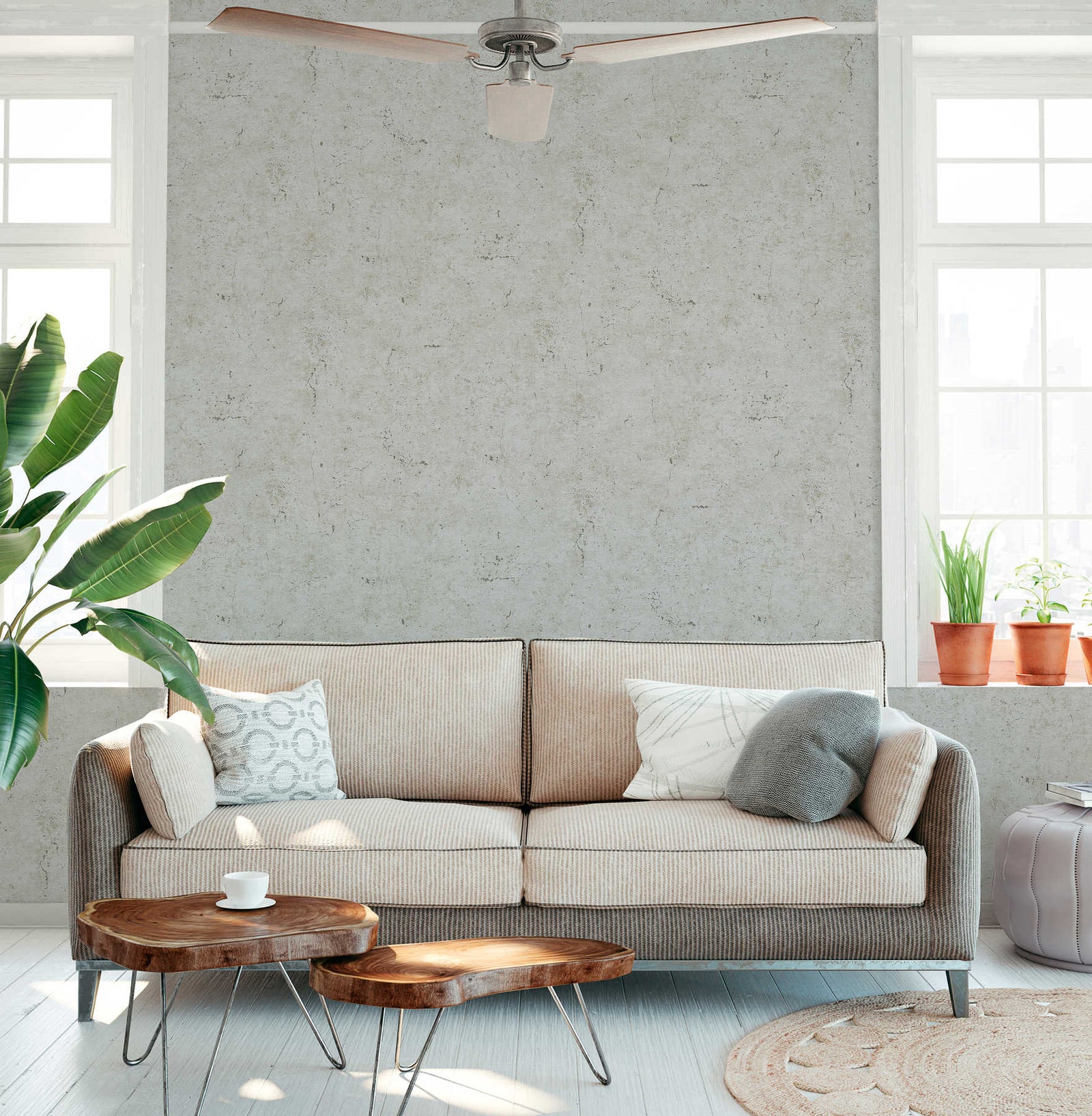 Tapetes ar betona izskatu pelēkā krāsā AS 369112 AS Creation