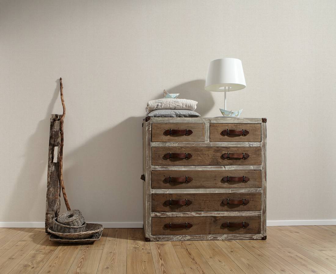 Tapetes bēšos toņos ar tekstila rakstu AS Creation 363805 AS Creation