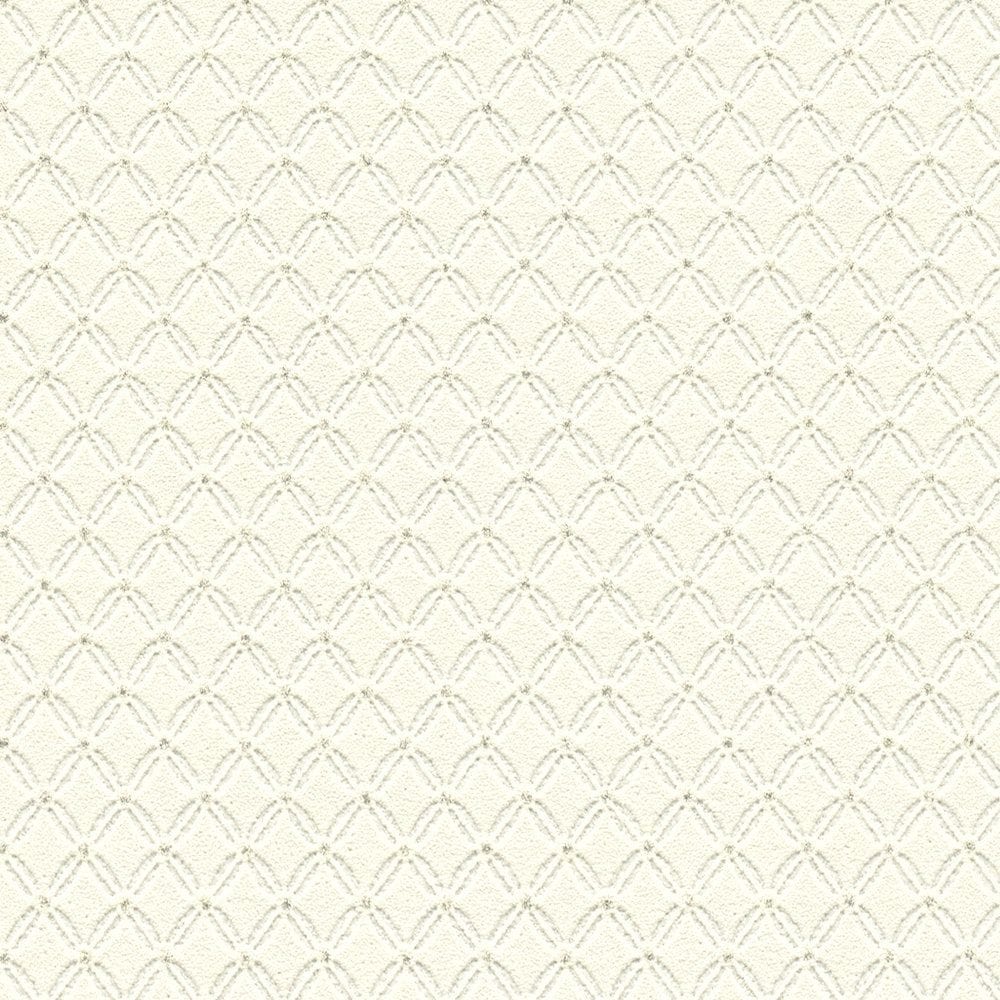 Glitter tapetes ar vieglu rombveida struktūru - baltā krāsā AS 368972 AS Creation