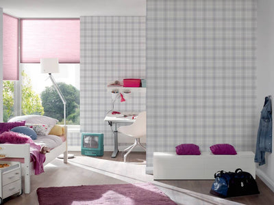 Wallpaper for children's room with tartan pattern - grey shades, 1350445 Without PVC AS Creation
