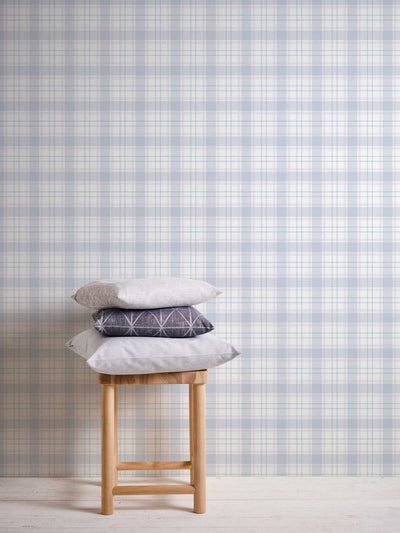 Wallpaper for children's room with tartan pattern - blue 1350450 Without PVC AS Creation