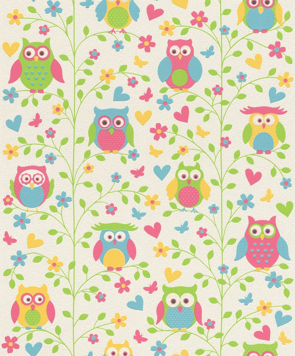 Tapetes bērnu istabai ar pūcēm, daudzkrāsainas - RASCH 459104 Erismann