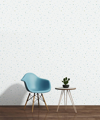 Wallpaper for children's room with dots - blue, white, green, 1350351, Ex PVC AS Creation