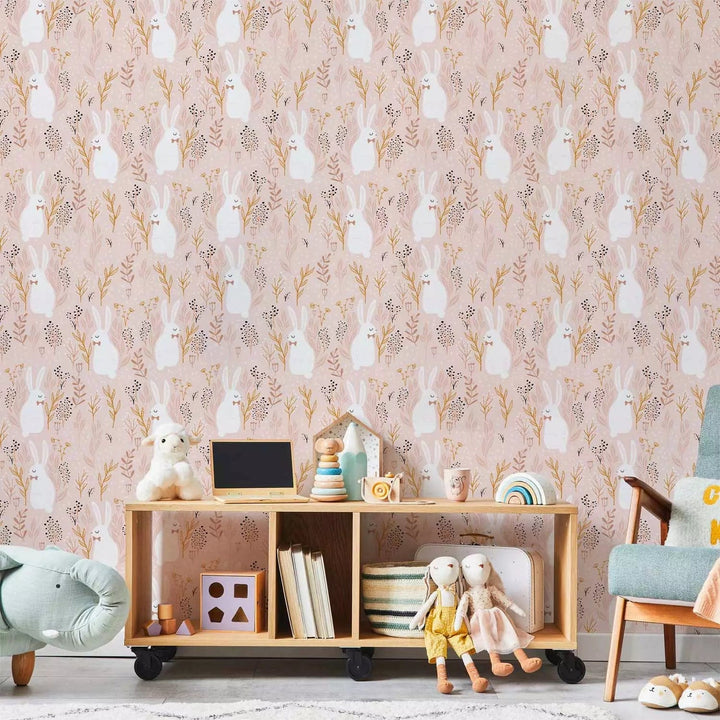 Tapetes bērnu istabai - Zaķis un viņa sapņi, rozā toņos, (0,5x10m) G ART