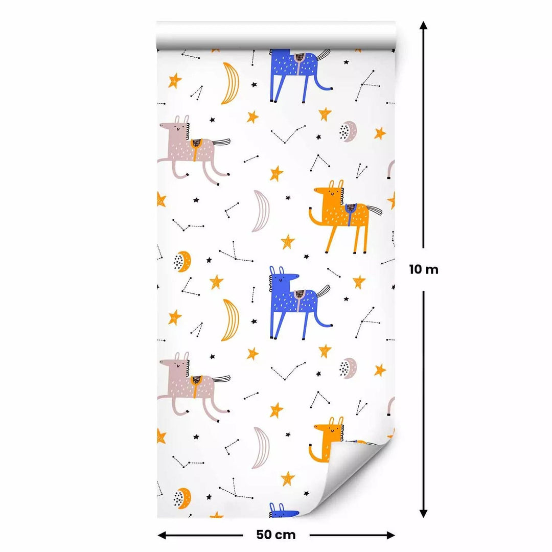 Tapetes bērnu istabai, ar zigriem - Zvaigžņu zirgi, (0,5x10m) G ART