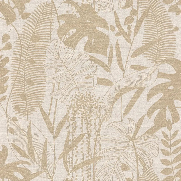 Tapetes botāniskā stilā ar viegli teksturētam lapām | bēša - 3012131 AS Creation