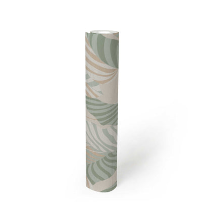 Wallpaper in natural style with slightly glossy palm leaves, 1373437 AS Creation