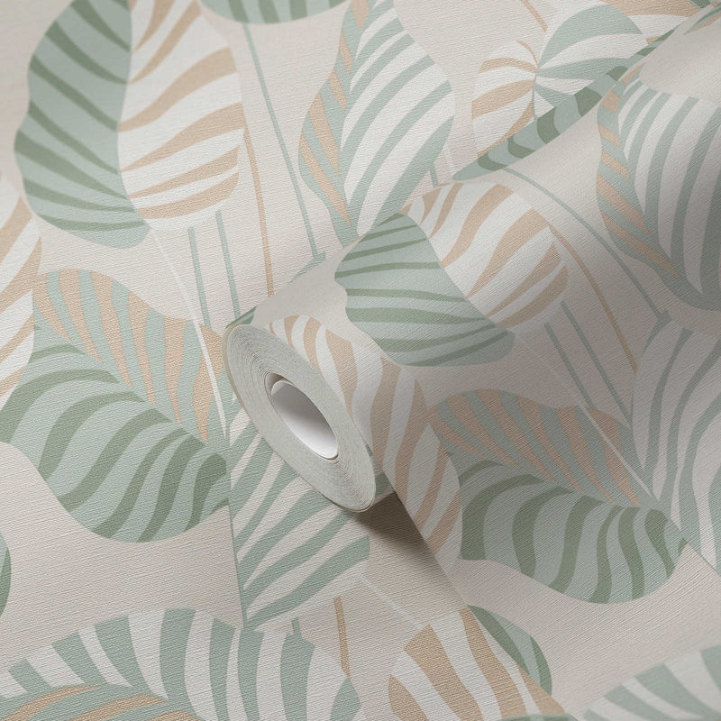 Wallpaper in natural style with slightly glossy palm leaves, 1373437 AS Creation