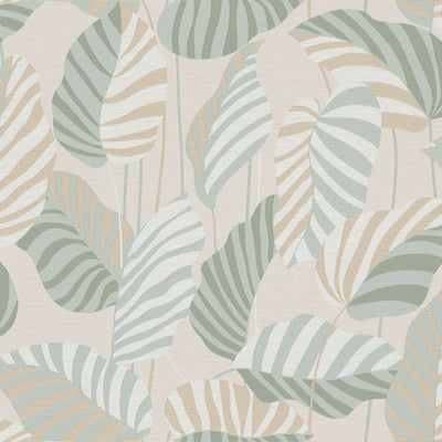 Wallpaper in natural style with slightly glossy palm leaves, 1373437 AS Creation