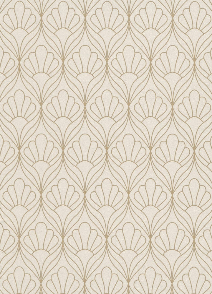 Lētas tapetes Erismann ar ornamentu bēšā un zeltā krāsā - 638902 Erismann