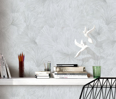 Wallpaper Erismann - gently intertwined leaves in silver/grey, 3752023 Erismann